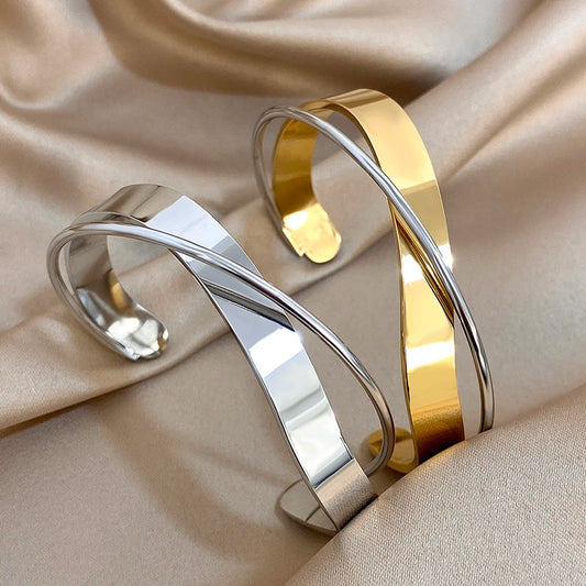 AENSOA Simple Smooth Stainless Steel Bracelet