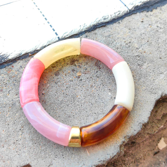 FISHSHEEP Bohemia Acrylic Colorful Bamboo Stackable Chunky Bracelet