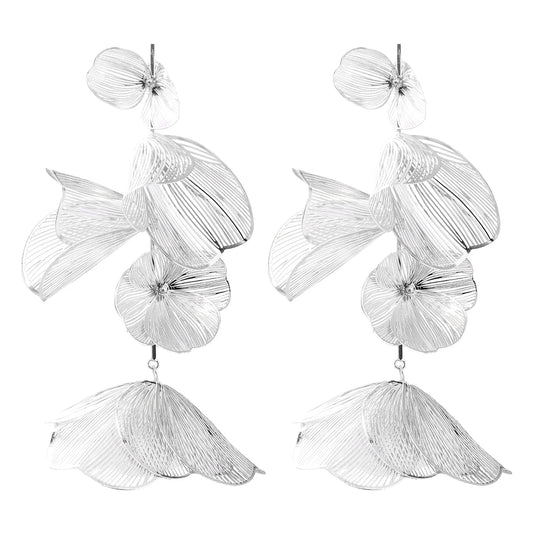 Long Tassel Flower Drop Dangle Earrings
