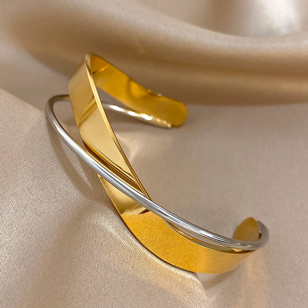 AENSOA Simple Smooth Stainless Steel Bracelet