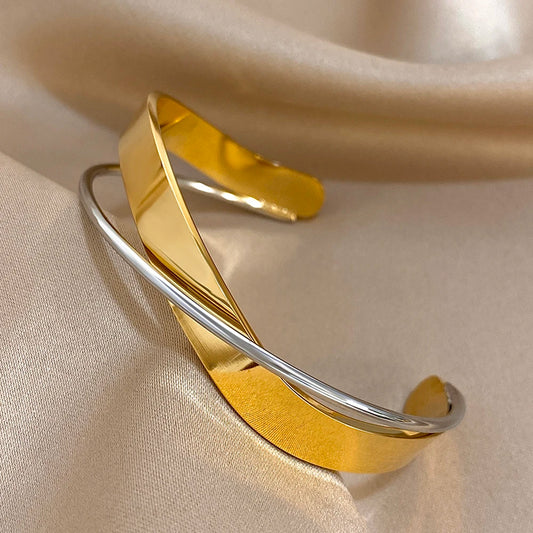 AENSOA Simple Smooth Stainless Steel Bracelet