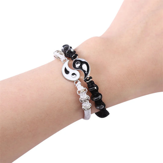 Best Friend 2 Matching Yin Yang Adjustable Cord Bracelets