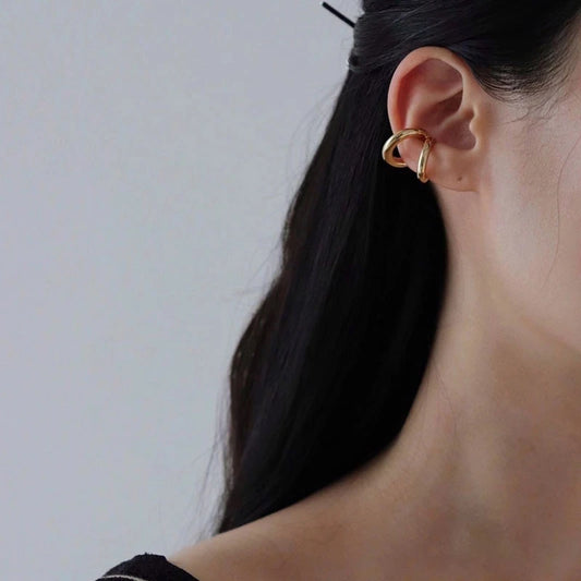 Fake Piercing Ear Cuff Double Circle Faux Earrings