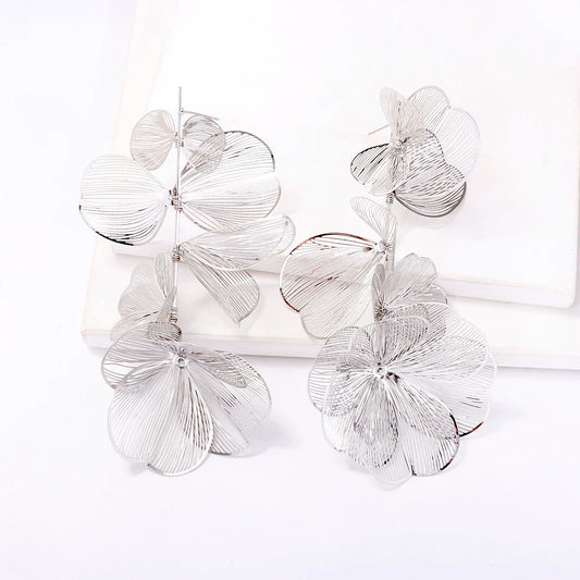 Long Tassel Flower Drop Dangle Earrings
