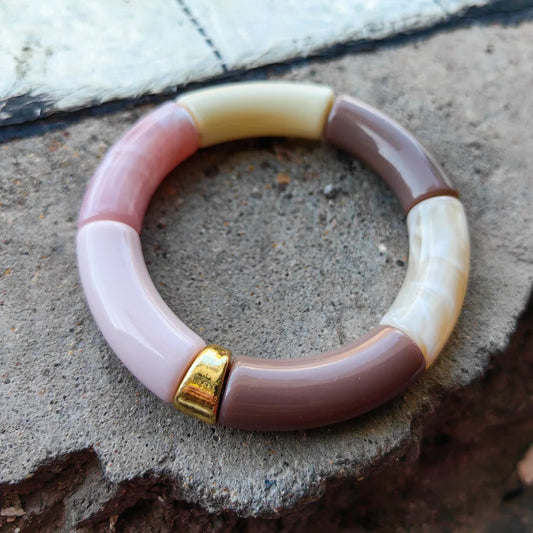FISHSHEEP Bohemia Acrylic Colorful Bamboo Stackable Chunky Bracelet