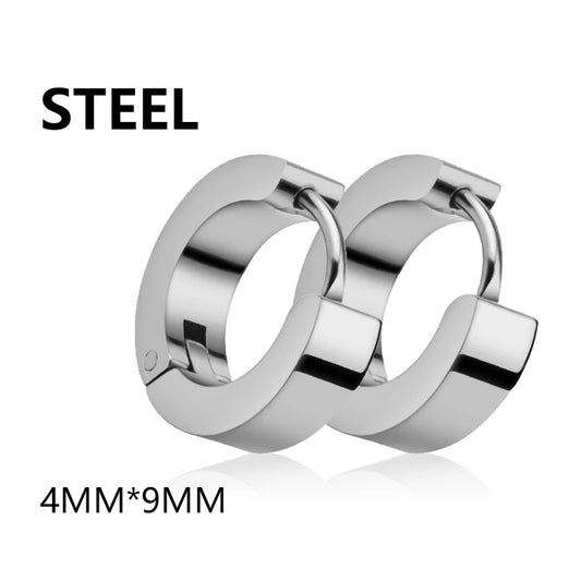 1 Pair Multi Types UNISEX Black Gold Color Stainless Steel Earrings