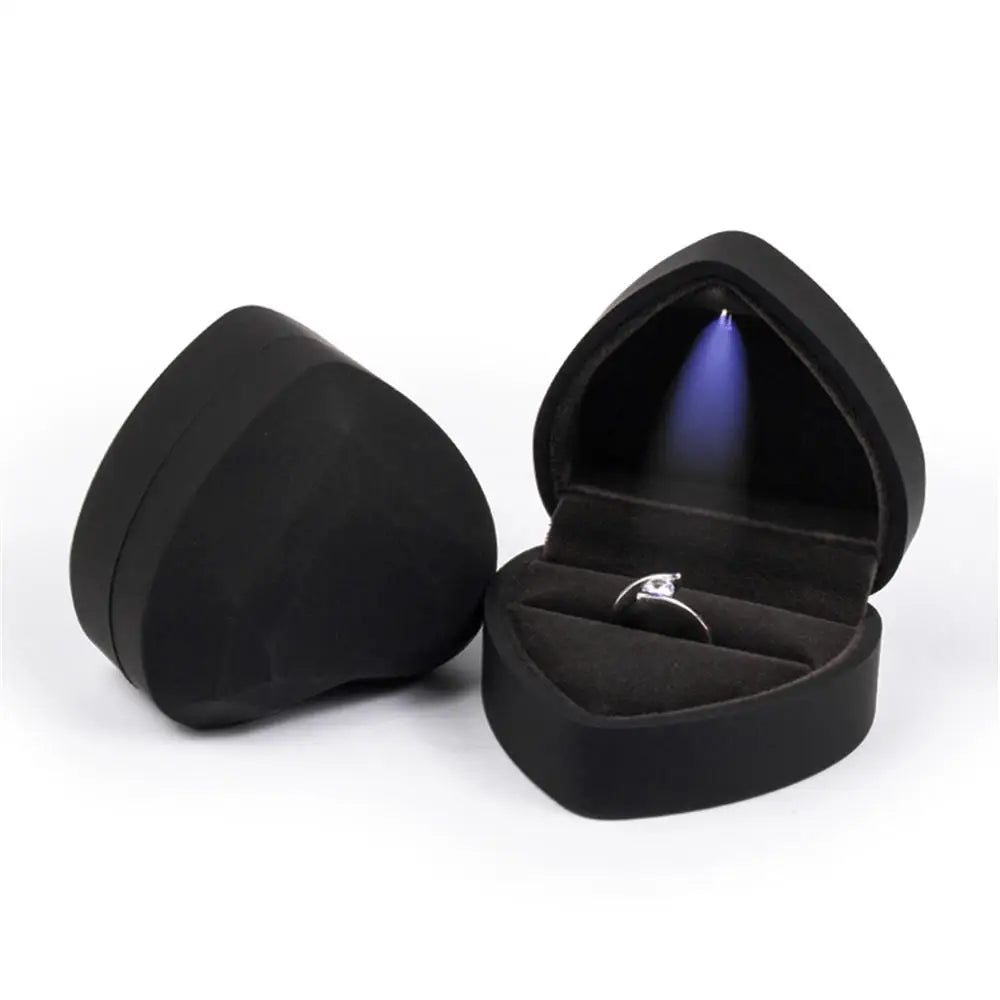 LED Ring Necklace Pendant Box Luxury Velvet Rubber with Light