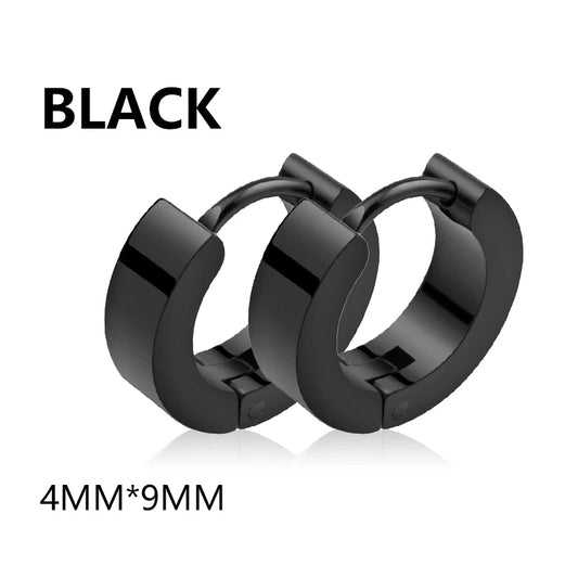 1 Pair Multi Types UNISEX Black Gold Color Stainless Steel Earrings