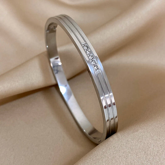 AENSOA Rune Texture Charm Stainless Steel Bracelet