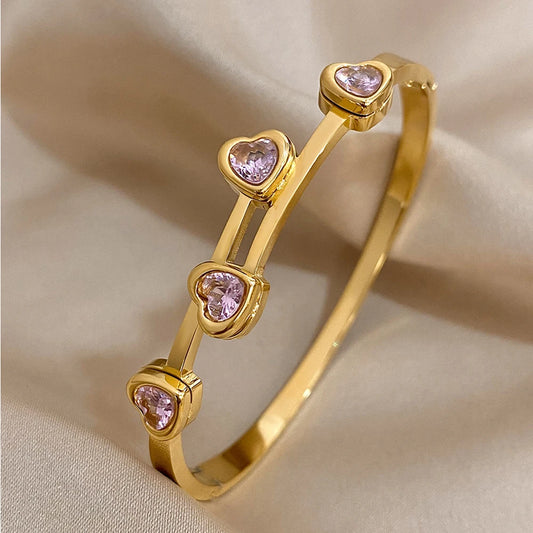 AENSOA 1PC Cubic Zirconia Heart Bracelet