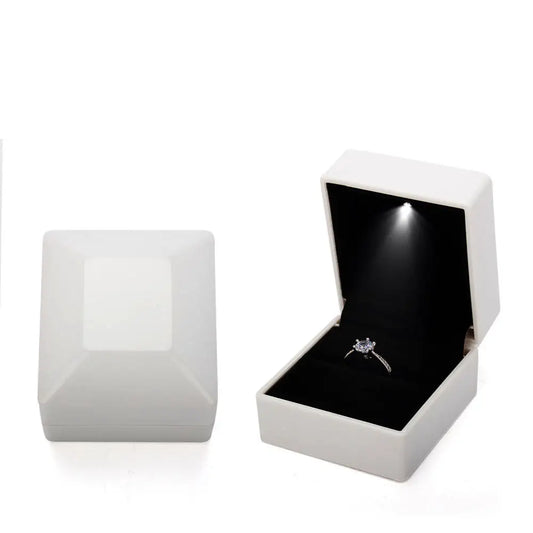 LED Ring Necklace Pendant Box Luxury Velvet Rubber with Light