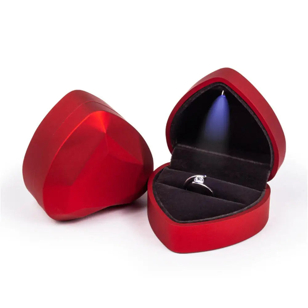 LED Ring Necklace Pendant Box Luxury Velvet Rubber with Light