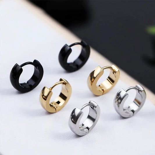 1 Pair Multi Types UNISEX Black Gold Color Stainless Steel Earrings