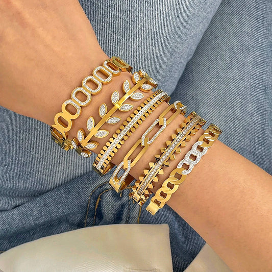 AENSOA Trend Charm 18K Gold Plated Stainless Steel Bracelet