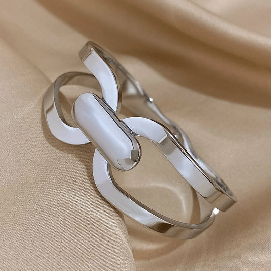 AENSOA Stainless Steel Chunky Gold Color Charm Cross Bracelet
