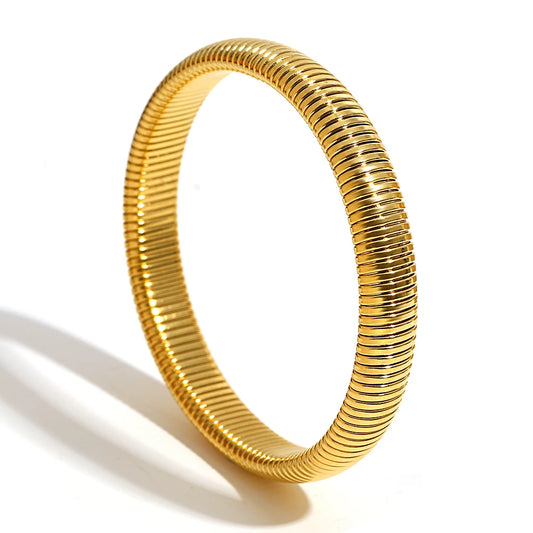 AENSOA 316L Stainless Steel Simple Stripe Opening Bracelet