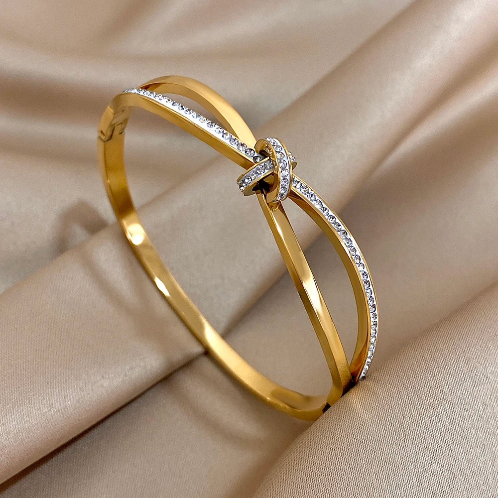 AENSOA Trendy Stainless Steel Knot Bracelet