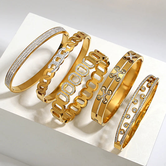 AENSOA Trend Charm 18K Gold Plated Stainless Steel Bracelet