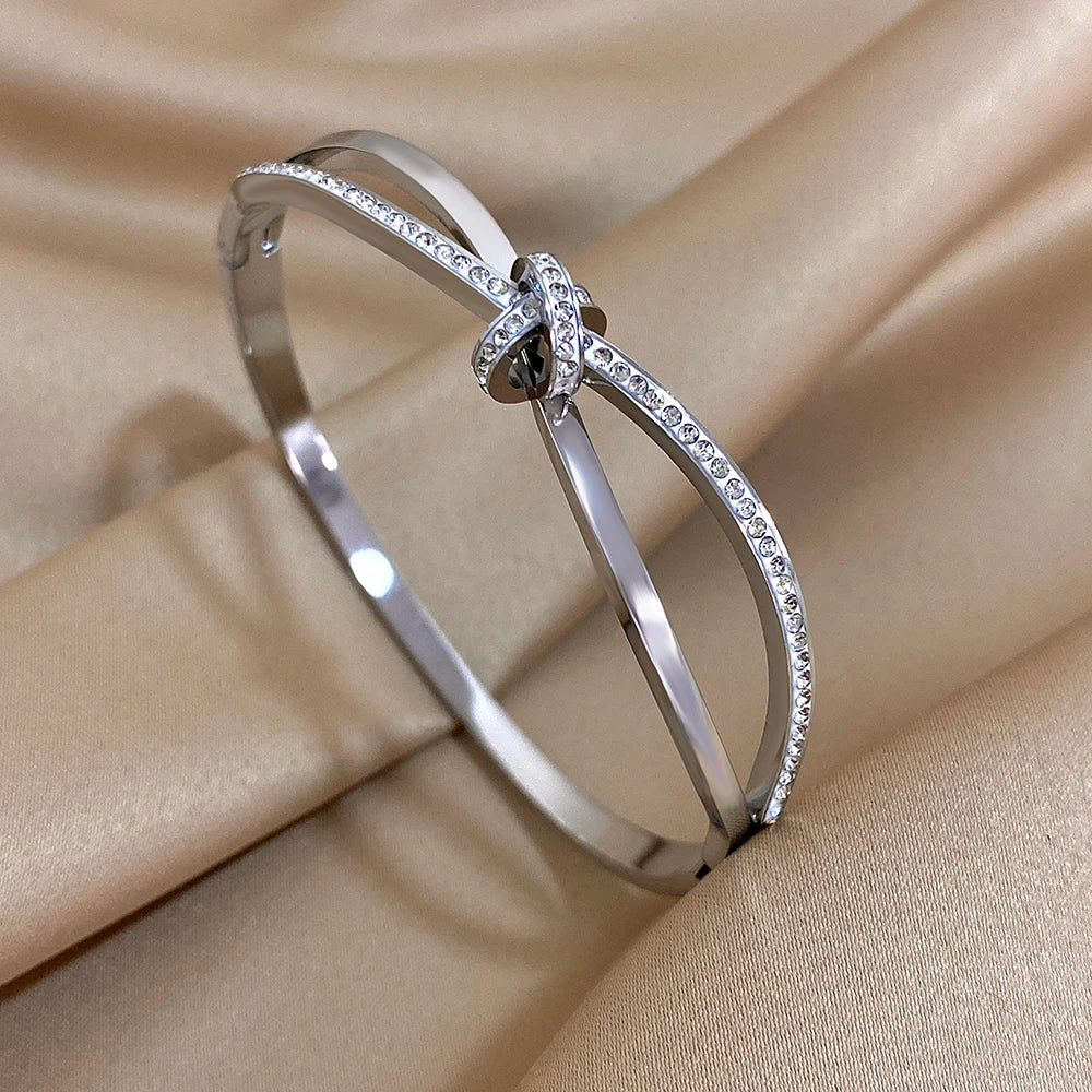 AENSOA Trendy Stainless Steel Knot Bracelet