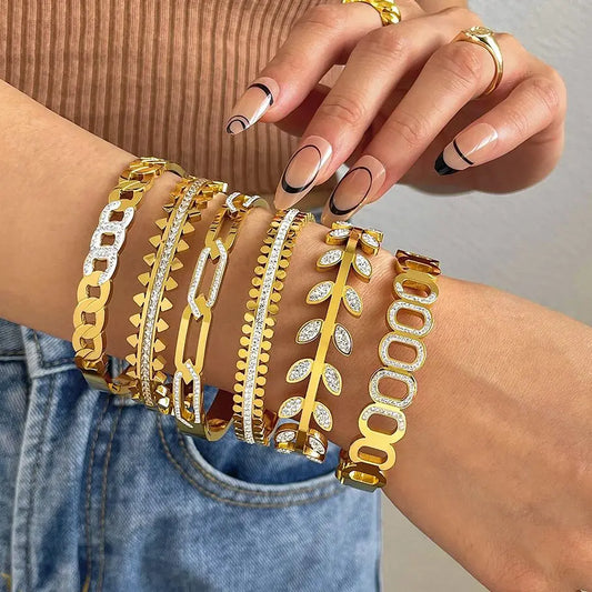 AENSOA Trend Charm 18K Gold Plated Stainless Steel Bracelet