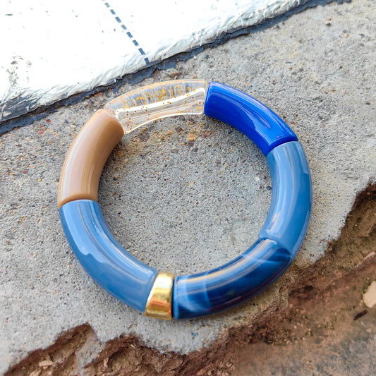 FISHSHEEP Bohemia Acrylic Colorful Bamboo Stackable Chunky Bracelet
