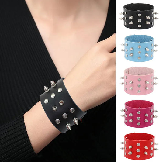 Fashion Spike Punk Faux Leather Bracelet