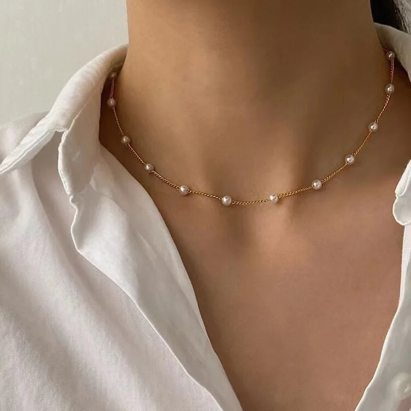 FTCY 14K Gold 3 Pcs Pearl Necklace Set for Women