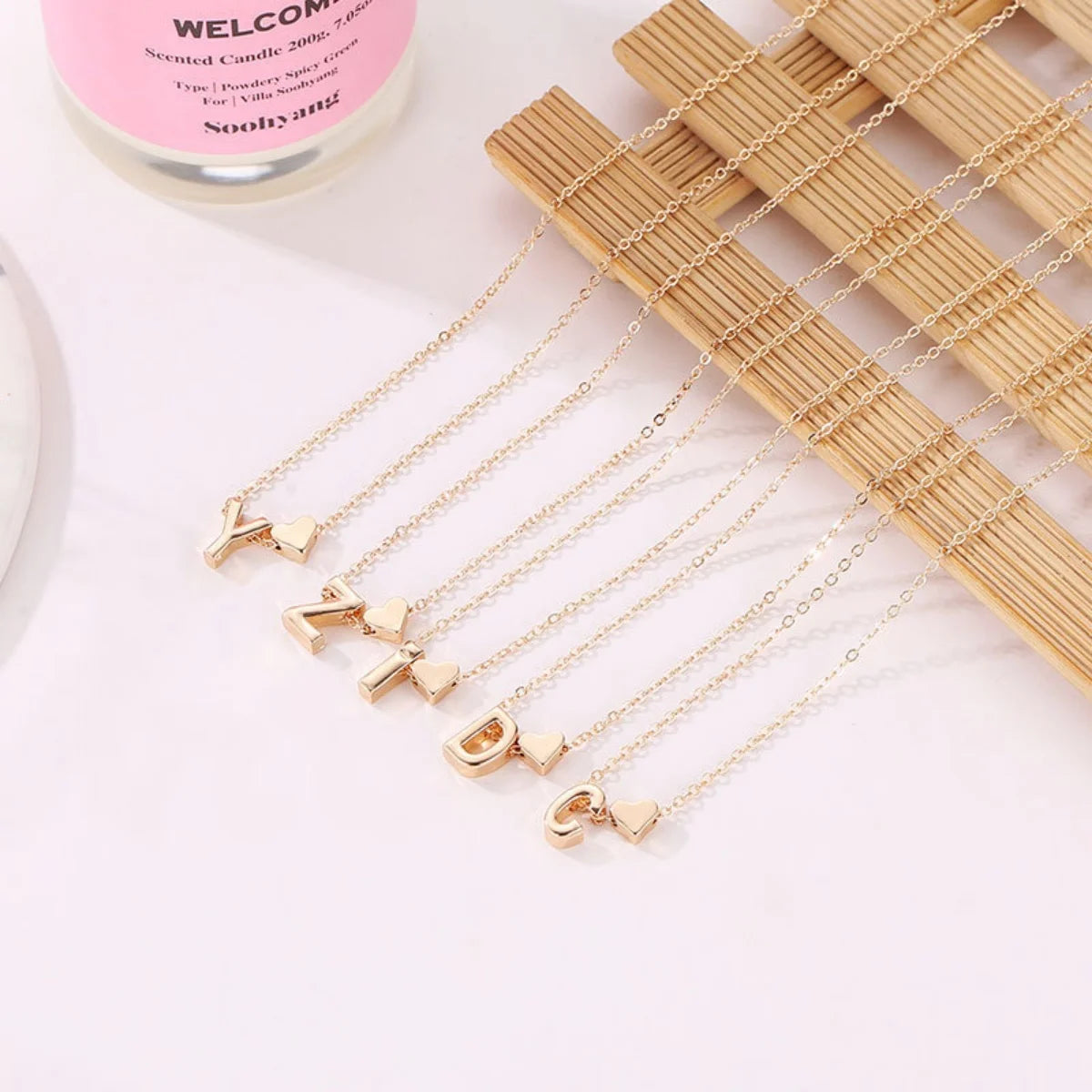 Initial 26 Letters Heart Necklace for Women