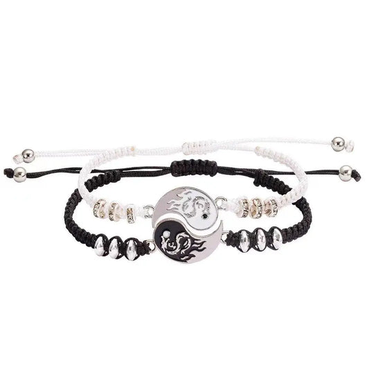 Best Friend 2 Matching Yin Yang Adjustable Cord Bracelets