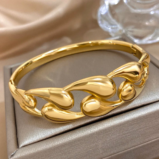 AENSOA 316L Stainless Steel Chunky Chain Open Bracelet for Women