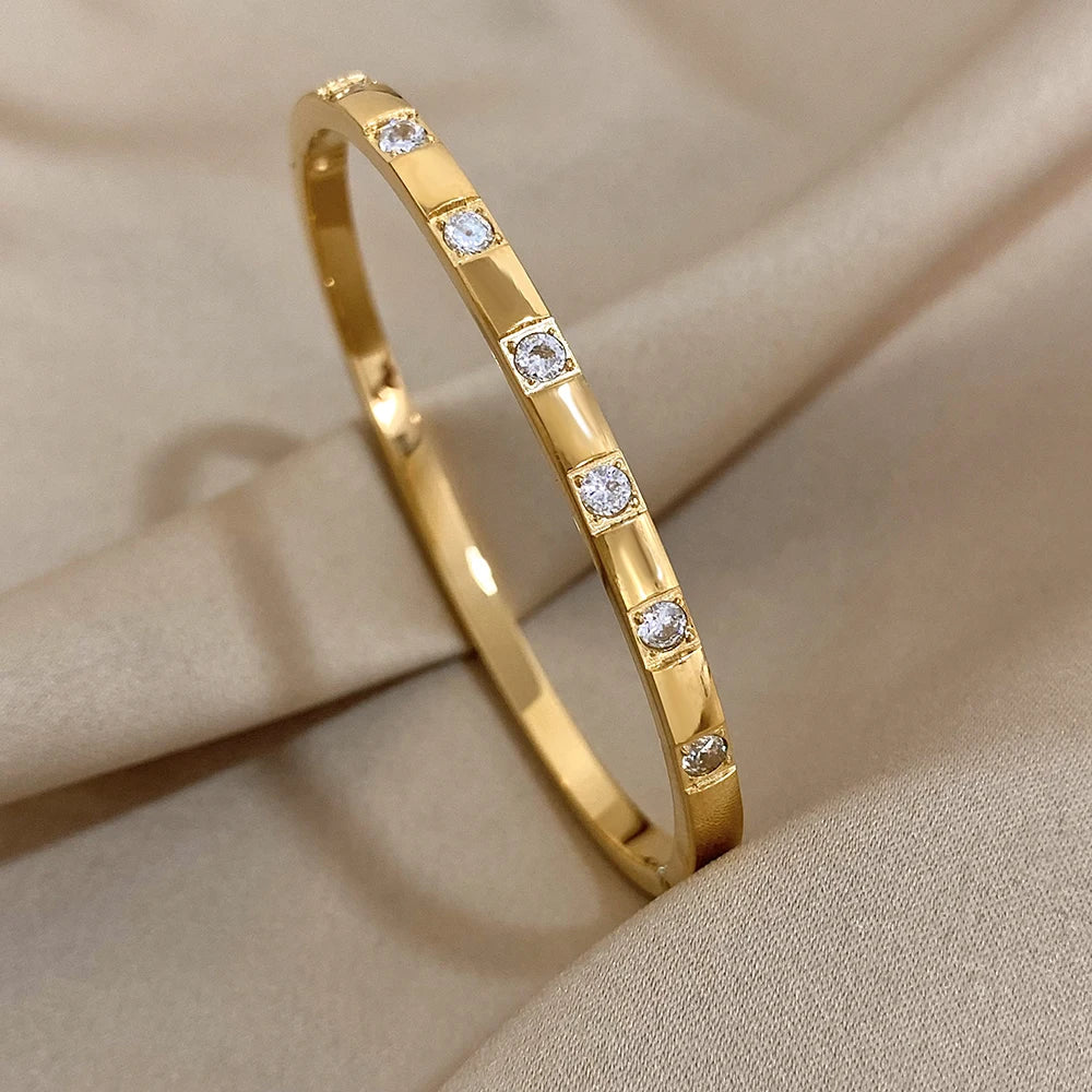 AENSOA Simple Classic Gold Plated Stainless Steel Bracelet