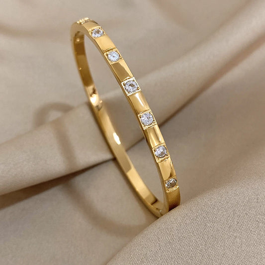 AENSOA Simple Classic Gold Plated Stainless Steel Bracelet