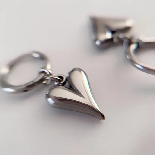 Stainless Steel Heart Pendant Earrings for Women