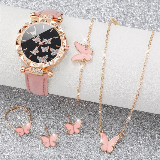 5Pcs/Set Fashion Butterfly Women Watch