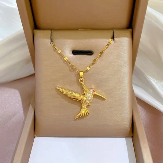 RINHOO FRIENDSHIP Micro Inlaid Zircon Butterfly Tassel Necklace for Women