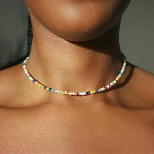 LXY-W Vintage Color Bead Pearl Necklace