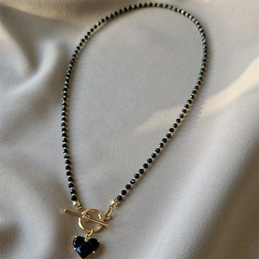 YC-UPGO Fashionable Black Crystal Bead Necklace