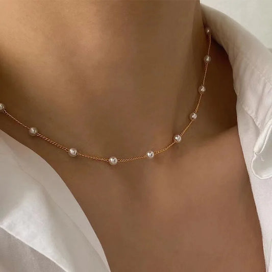 FTCY 14K Gold 3 Pcs Pearl Necklace Set for Women