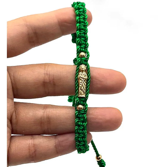 12Pcs Medium Size God Of Wealth Green Nylon Woven Bracelet