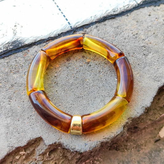FISHSHEEP Bohemia Acrylic Colorful Bamboo Stackable Chunky Bracelet