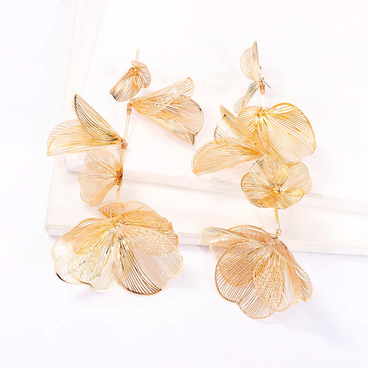 Long Tassel Flower Drop Dangle Earrings
