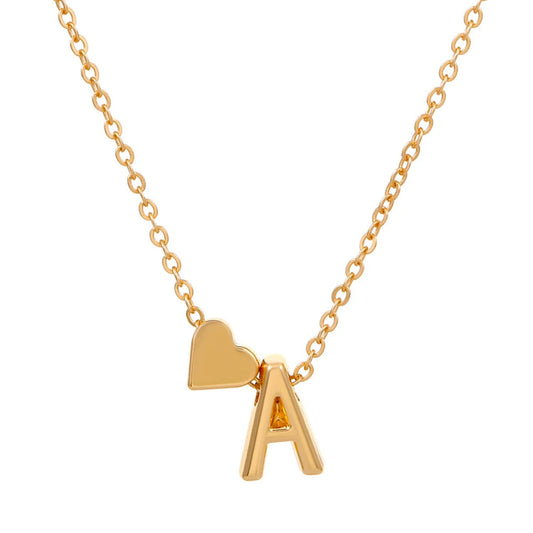 Initial 26 Letters Heart Necklace for Women