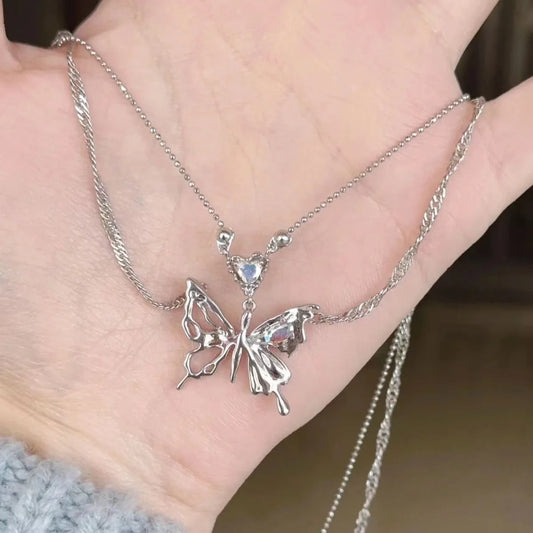Y2K Punk Butterfly Pendant Necklace
