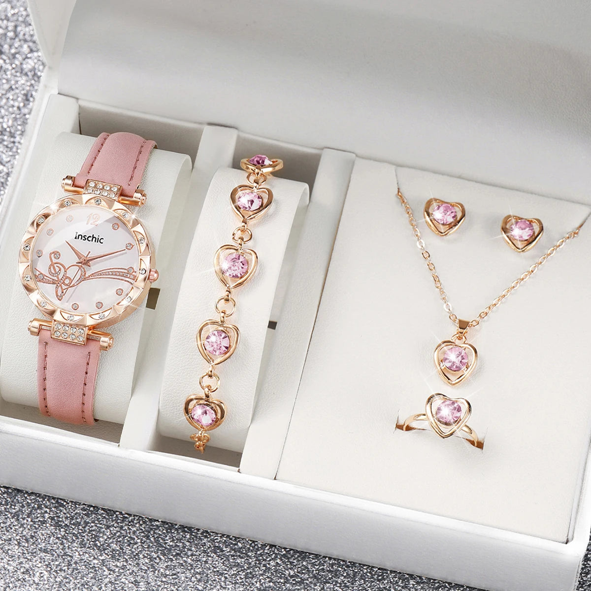 INSCHIC 6Pcs/Set Fashion Rhinestone Watch