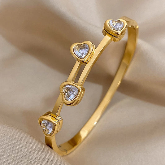 AENSOA 1PC Cubic Zirconia Heart Bracelet