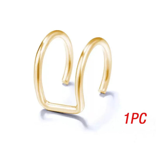 Fake Piercing Ear Cuff Double Circle Faux Earrings