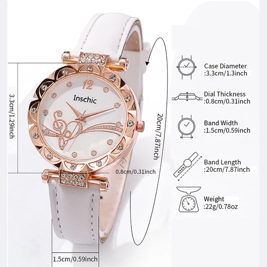 INSCHIC 6Pcs/Set Fashion Rhinestone Watch