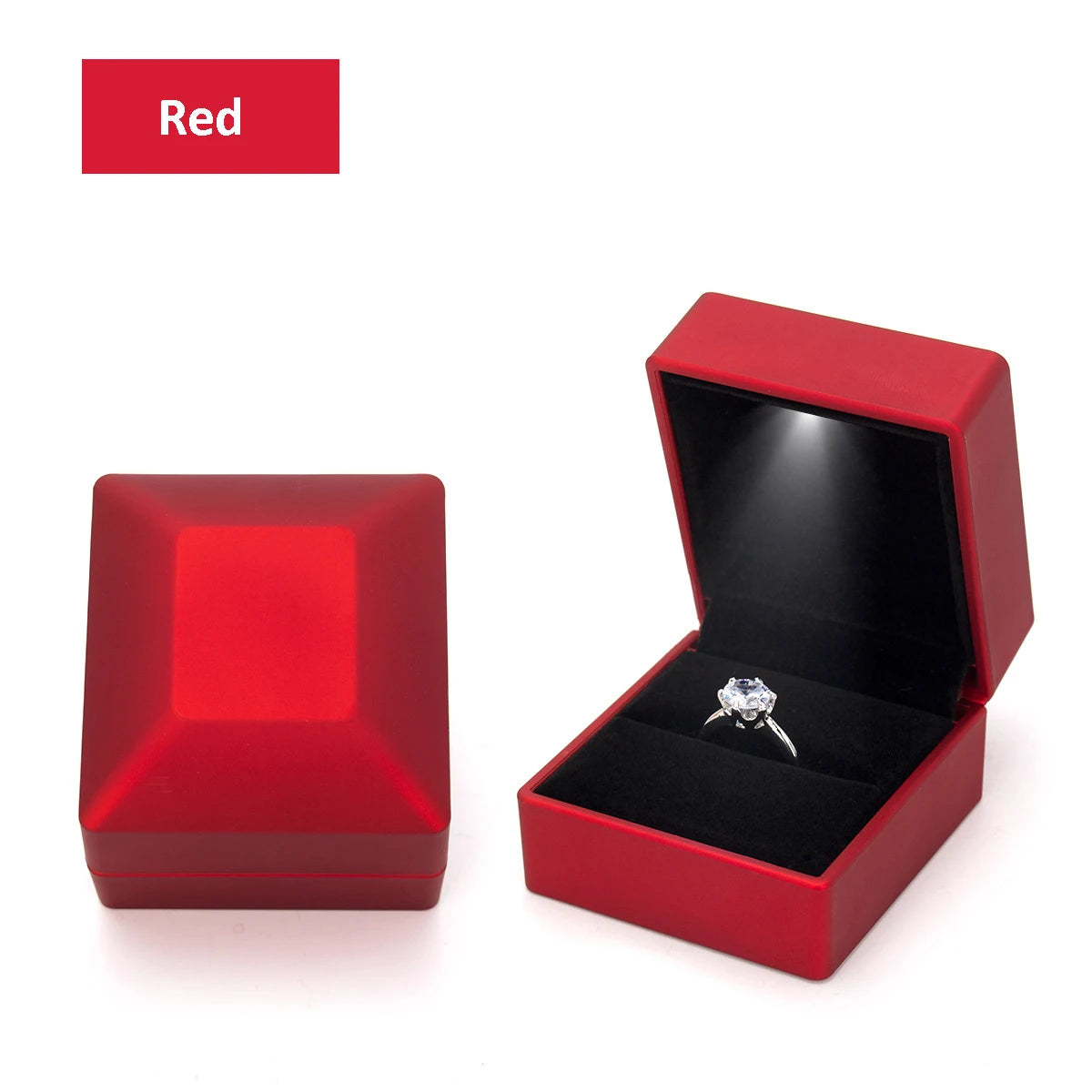 LED Ring Necklace Pendant Box Luxury Velvet Rubber with Light