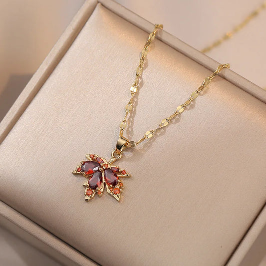 RINHOO FRIENDSHIP Micro Inlaid Zircon Butterfly Tassel Necklace for Women