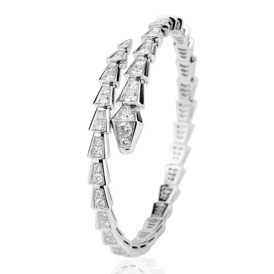 FOLLOW 925 Sterling Silver Snake Bone Full Moissanite Bracelet